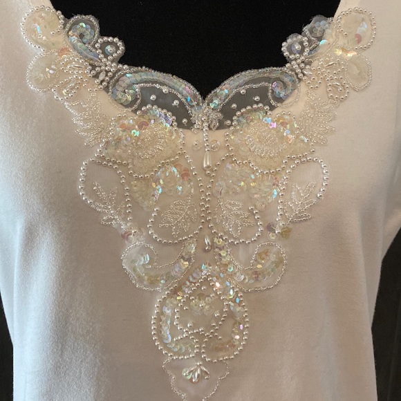 Pretty Things white with sequins tank top- Xlarge - Picture 5 of 11